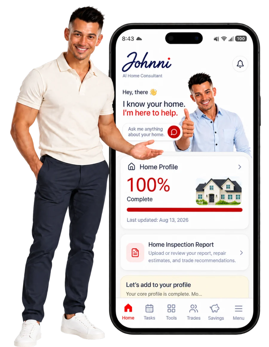 Johnni presenting the app’s home screen on a phone